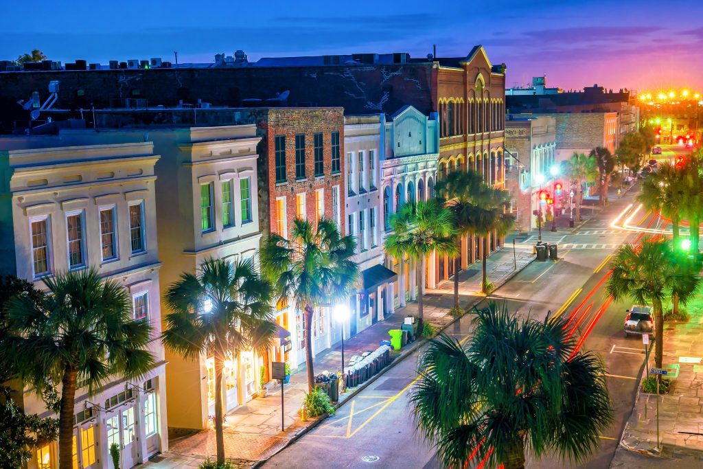 Historical, Downtown Area of Charleston, South,Carolina at Twilight